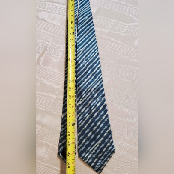 Banana Republic Midnight Green Stripe Silk Tie Made in Italy RN 54023 CA 17897 - Picture 6 of 7